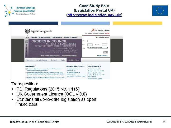 Case Study Four (Legislation Portal UK) (http: //www. legislation. gov. uk/) Transposition: • PSI