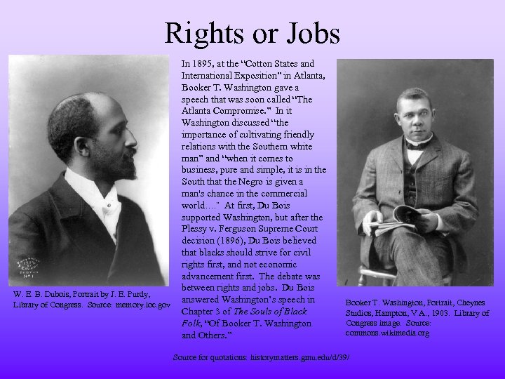 Rights or Jobs W. E. B. Dubois, Portrait by J. E. Purdy, Library of