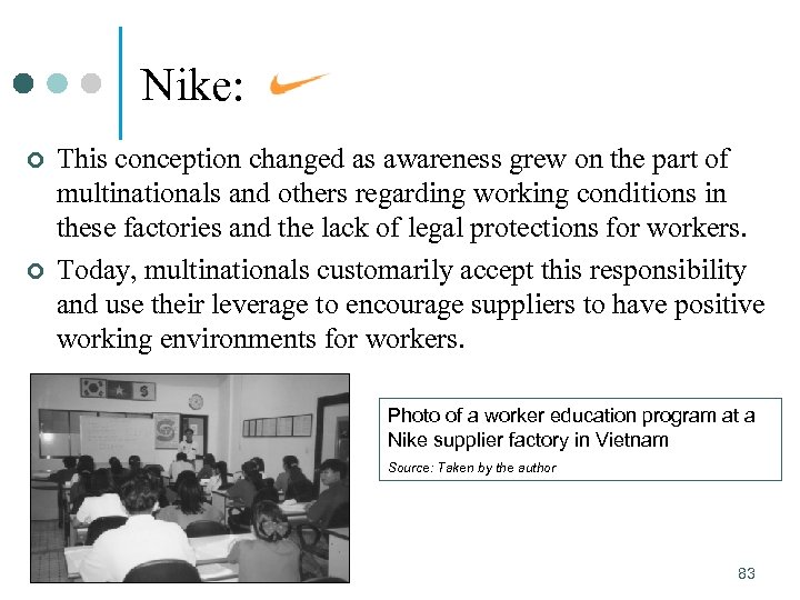 Nike: ¢ ¢ This conception changed as awareness grew on the part of multinationals