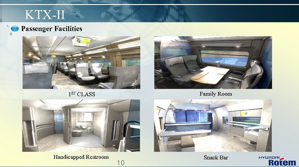 KTX-II Passenger Facilities 1 ST CLASS Family Room Handicapped Restroom Snack Bar 10 