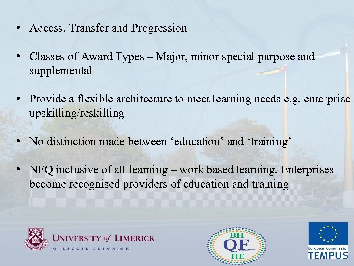  • Access, Transfer and Progression • Classes of Award Types – Major, minor