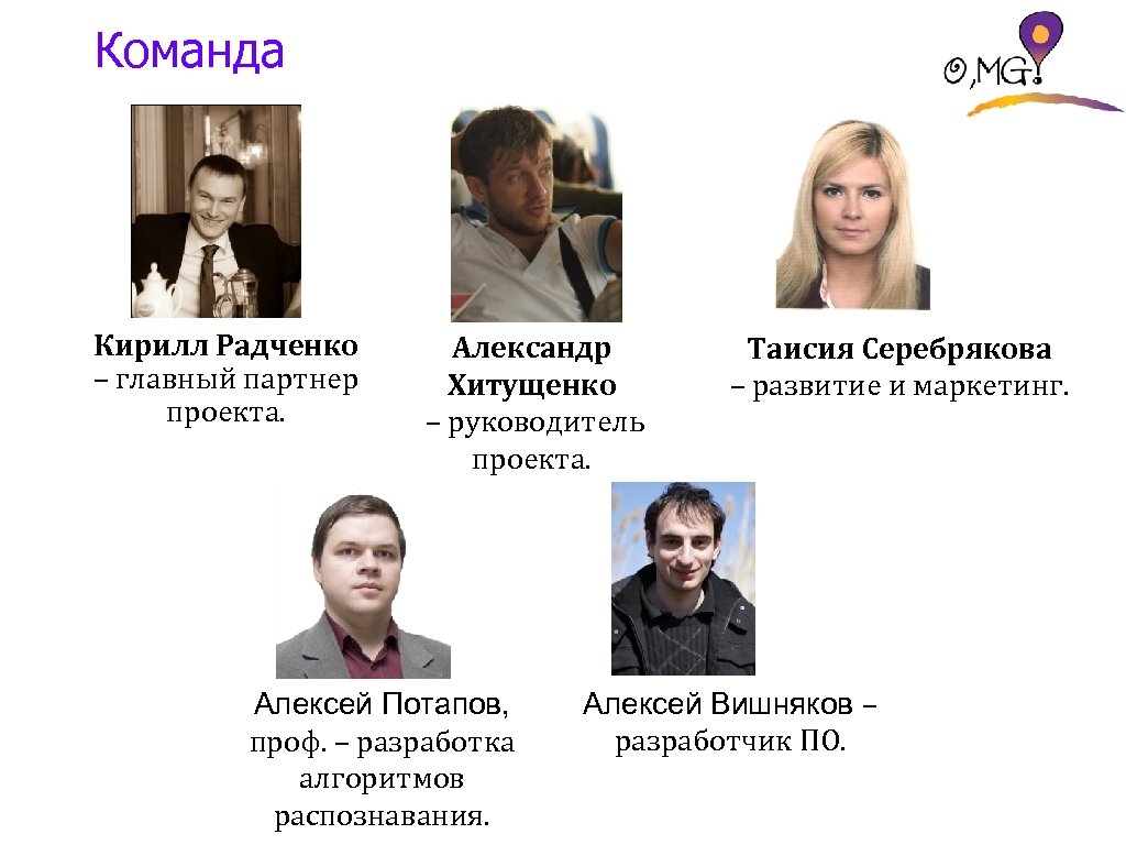 Команда Кирилл Радченко – главный партнер проекта. Александр Хитущенко – руководитель проекта. Алексей Потапов,