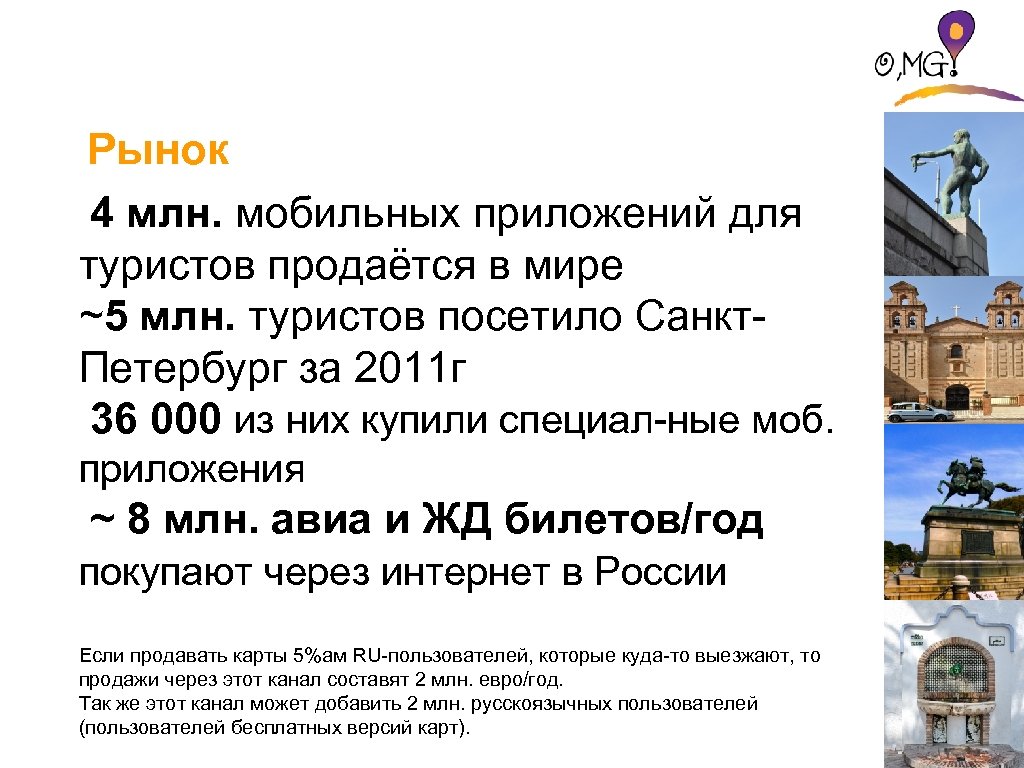 Рынок 4 млн. мобильных приложений для туристов продаётся в мире ~5 млн. туристов посетило