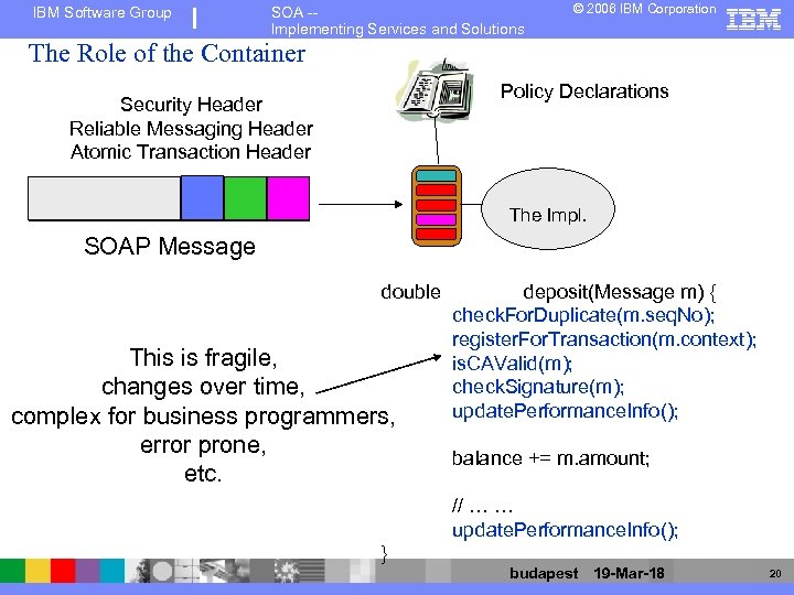 IBM Software Group SOA -Implementing Services and Solutions © 2006 IBM Corporation The Role