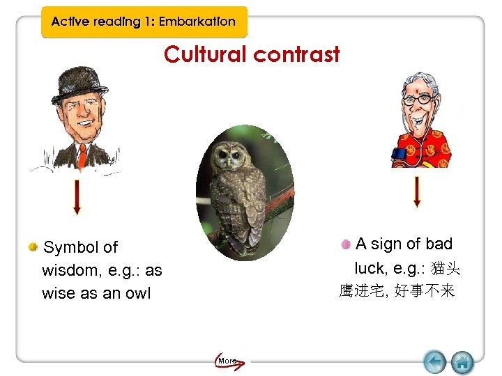 Active reading 1: Embarkation Cultural contrast A sign of bad luck, e. g. :