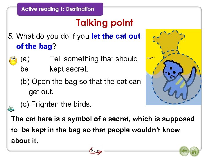 Active reading 1: Destination Talking point 5. What do you do if you let