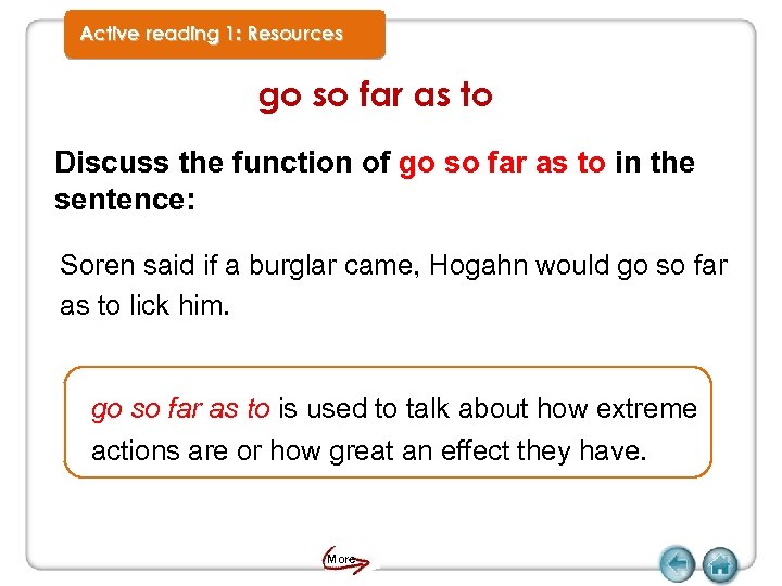 Active reading 1: Resources go so far as to Discuss the function of go