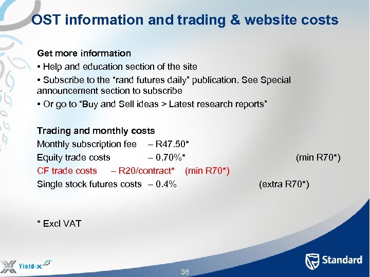 OST information and trading & website costs Get more information • Help and education