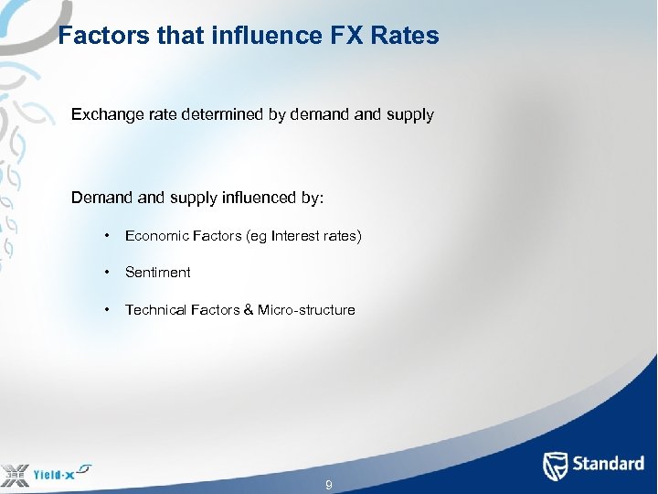 Factors that influence FX Rates Exchange rate determined by demand supply Demand supply influenced