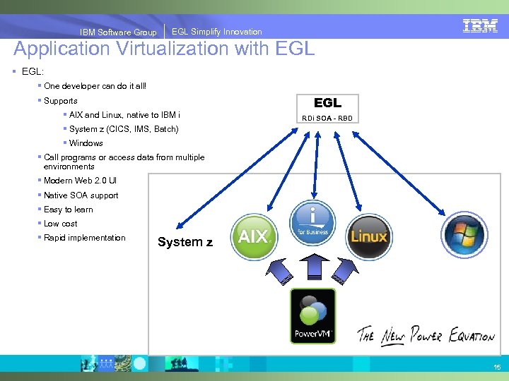 IBM Software Group | EGL Simplify Innovation IBM Software Group EGL Simplify Innovation Application