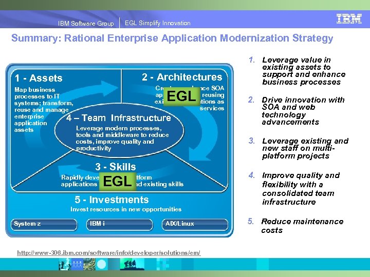 IBM Software Group | EGL Simplify Innovation IBM Software Group EGL Simplify Innovation Summary: