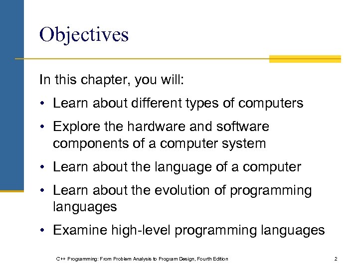 Objectives In this chapter, you will: • Learn about different types of computers •