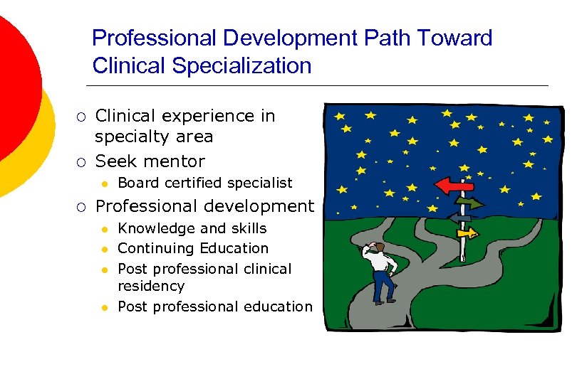 Professional Development Path Toward Clinical Specialization ¡ ¡ Clinical experience in specialty area Seek