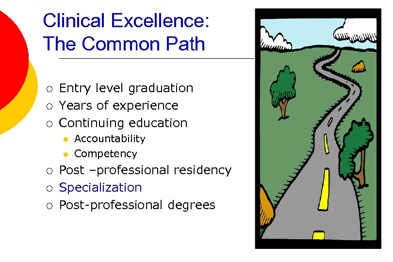 Clinical Excellence: The Common Path ¡ ¡ ¡ Entry level graduation Years of experience