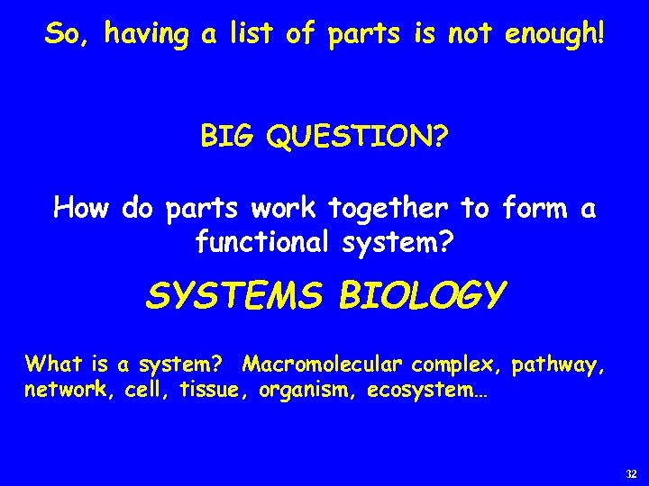 So, having a list of parts is not enough! BIG QUESTION? How do parts