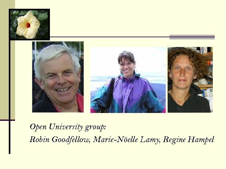 Open University group: Robin Goodfellow, Marie-Nöelle Lamy, Regine Hampel 