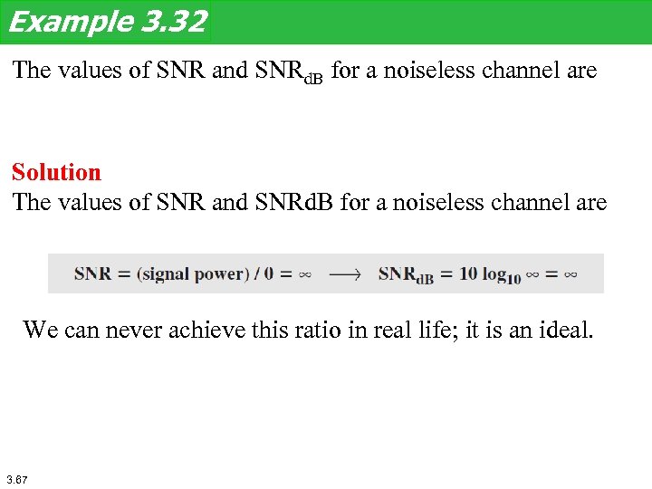 Example 3. 32 The values of SNR and SNRd. B for a noiseless channel