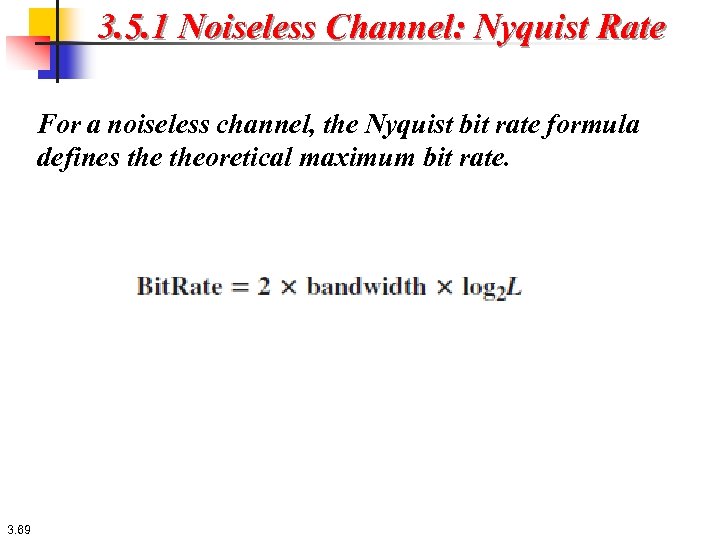 3. 5. 1 Noiseless Channel: Nyquist Rate For a noiseless channel, the Nyquist bit