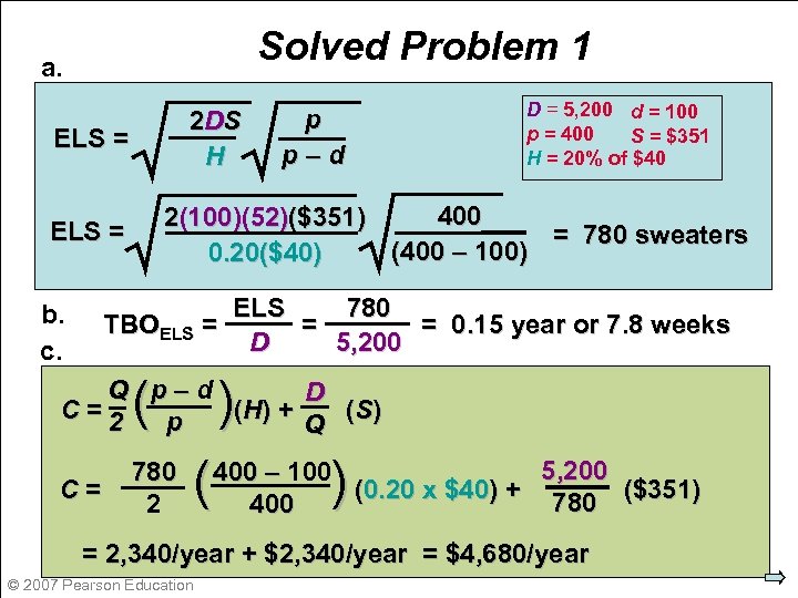 Solved Problem 1 a. 2 DS H ELS = p p–d D = 5,