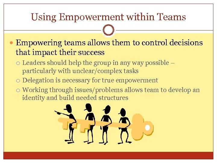 Using Empowerment within Teams Empowering teams allows them to control decisions that impact their