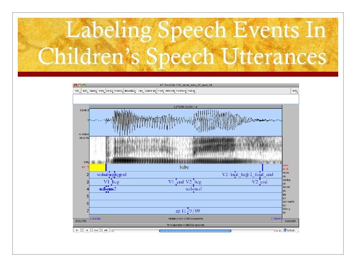 Labeling Speech Events In Children’s Speech Utterances 