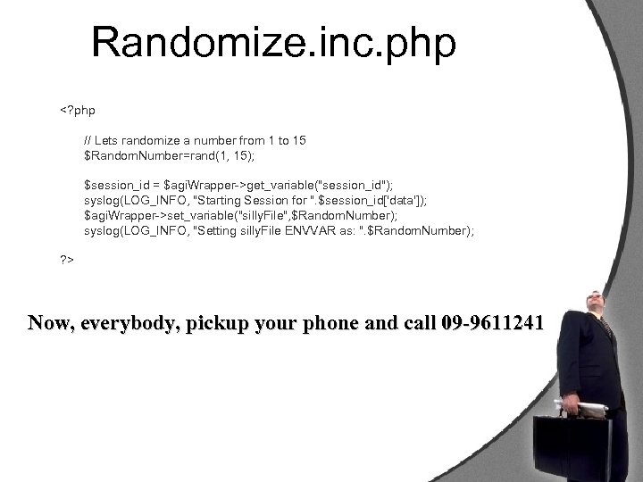 Randomize. inc. php <? php // Lets randomize a number from 1 to 15