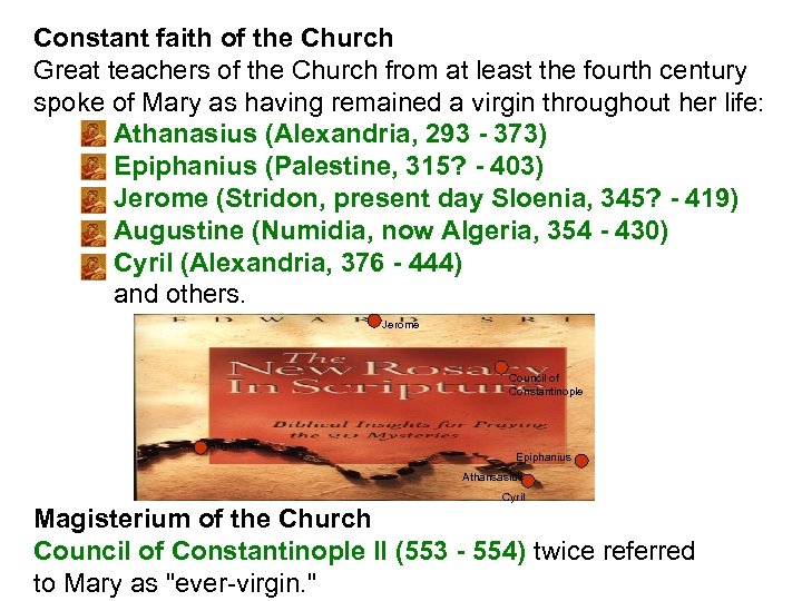 Constant faith of the Church Great teachers of the Church from at least the