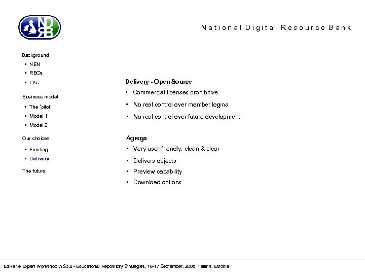 National Digital Resource Bank Background • NEN • RBCs • LAs Business model Delivery