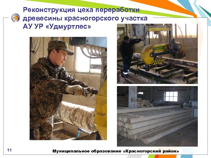 Реконструкция цеха переработки древесины красногорского участка АУ УР «Удмуртлес» 11 Муниципальное образование «Красногорский район»