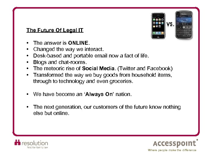 The Future Of Legal IT • • • The answer is ONLINE. Changed the