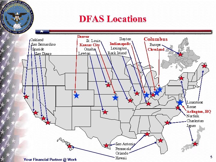 DFAS Locations Oakland San Bernardino Seaside San Diego Denver St. Louis Kansas City Omaha