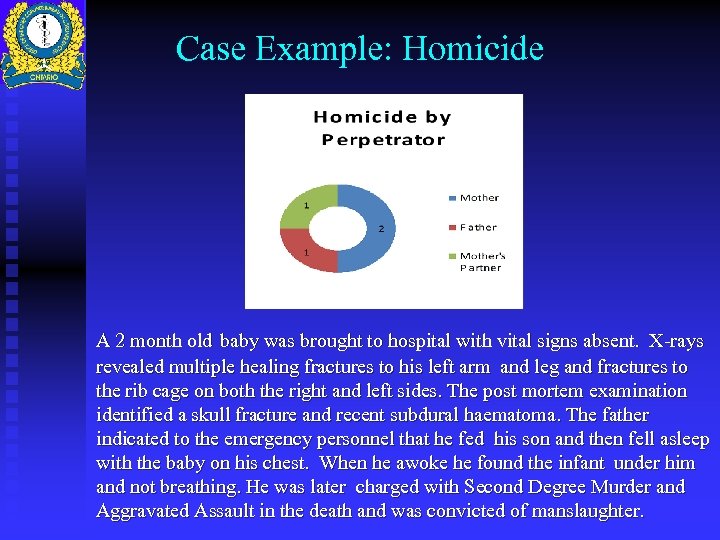 Case Example: Homicide A 2 month old baby was brought to hospital with vital