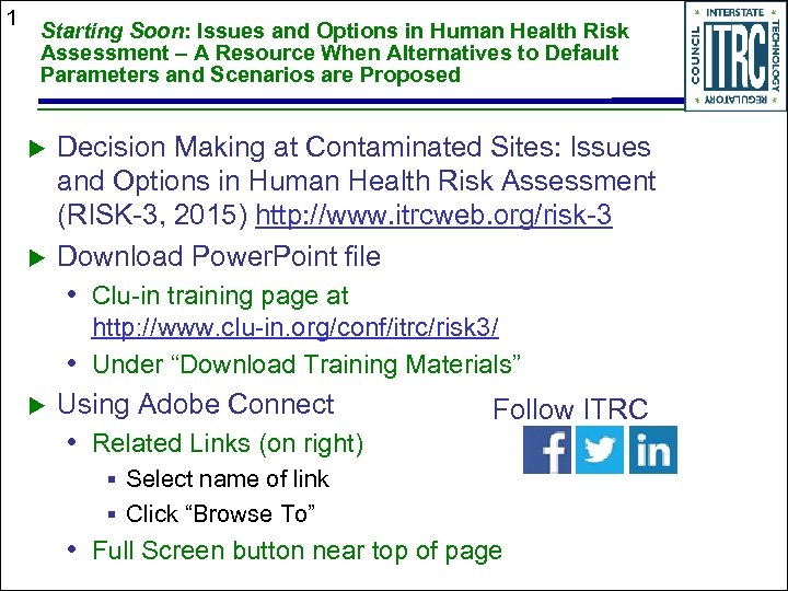 1 Starting Soon: Issues and Options in Human Health Risk Assessment – A Resource