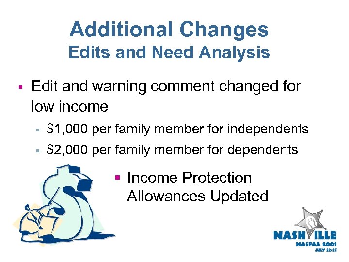 Additional Changes Edits and Need Analysis § Edit and warning comment changed for low