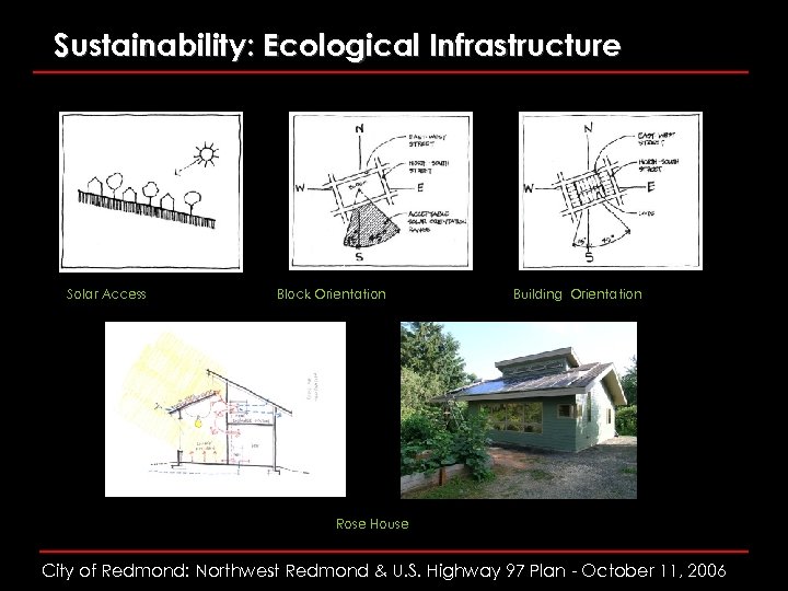 Sustainability: Ecological Infrastructure Solar Access Block Orientation Building Orientation Rose House City of Redmond: