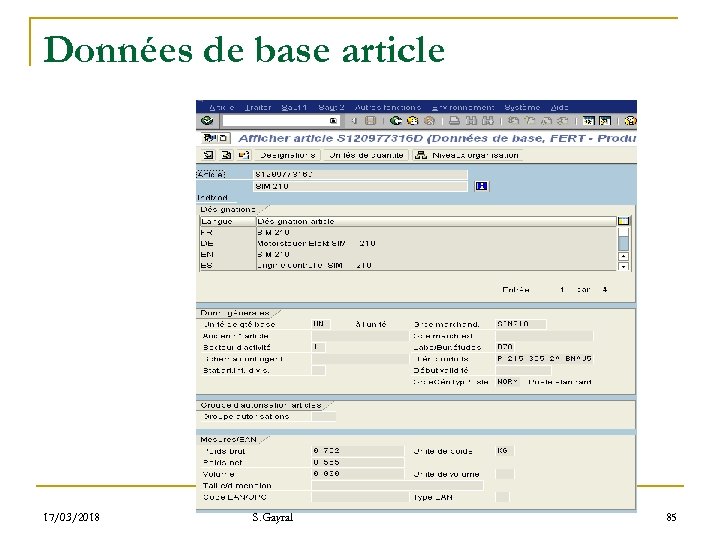 Données de base article 17/03/2018 S. Gayral 85 