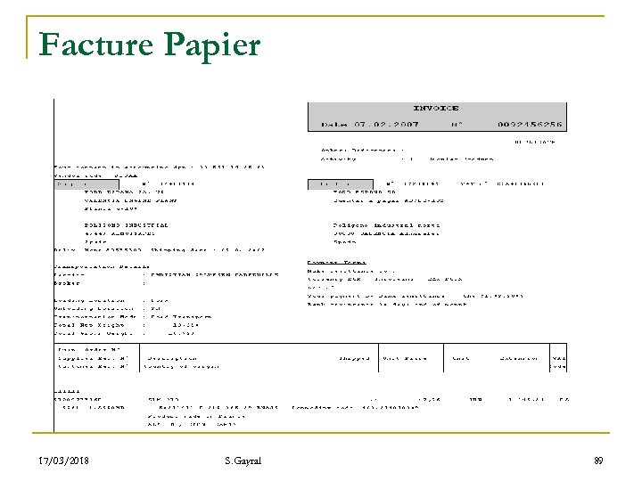 Facture Papier 17/03/2018 S. Gayral 89 