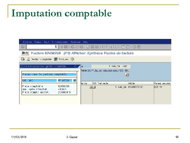 Imputation comptable 17/03/2018 S. Gayral 90 