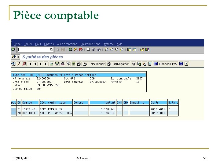 Pièce comptable 17/03/2018 S. Gayral 91 