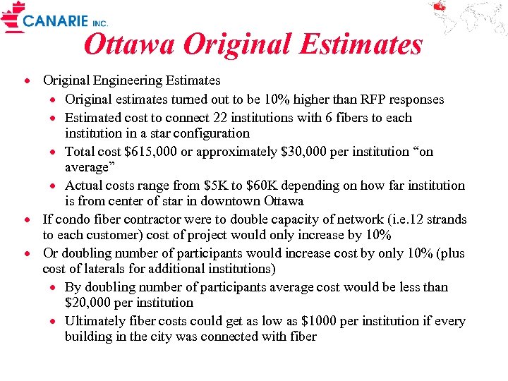 Ottawa Original Estimates · Original Engineering Estimates · Original estimates turned out to be
