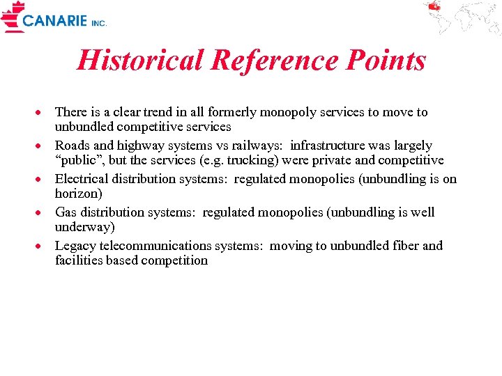 Historical Reference Points · There is a clear trend in all formerly monopoly services