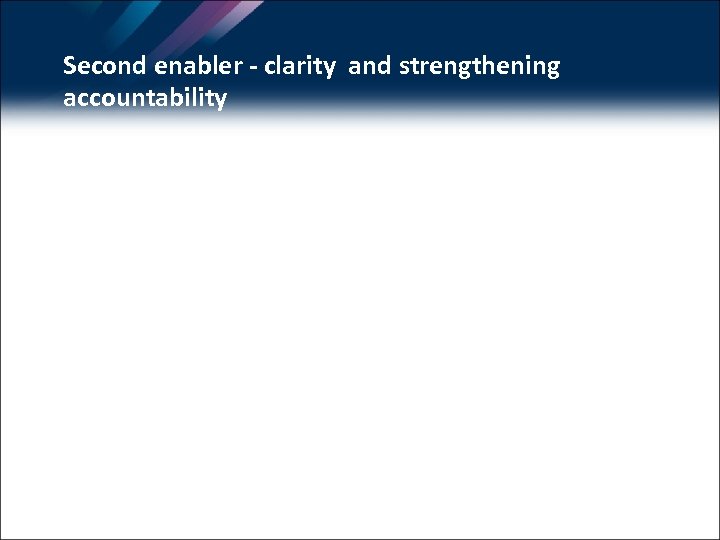 Second enabler - clarity and strengthening accountability 