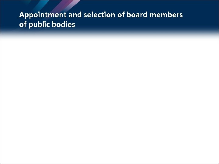 Appointment and selection of board members of public bodies 