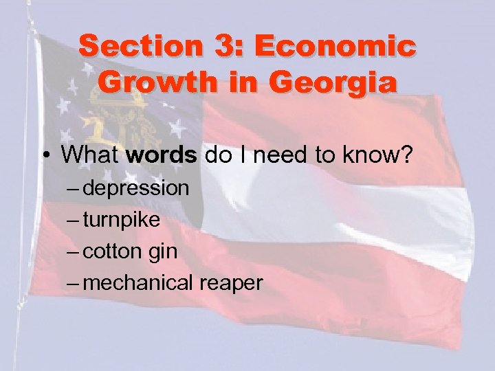 Section 3: Economic Growth in Georgia • What words do I need to know?