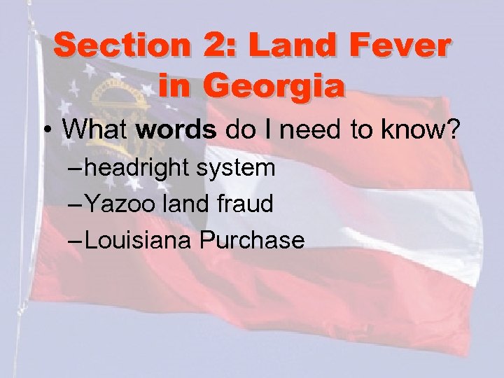 Section 2: Land Fever in Georgia • What words do I need to know?