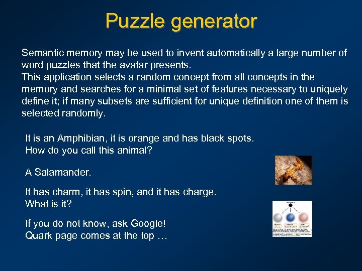 Puzzle generator Semantic memory may be used to invent automatically a large number of