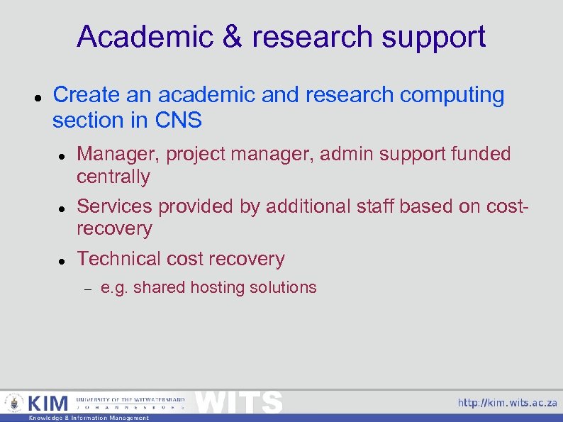 Academic & research support Create an academic and research computing section in CNS Manager,