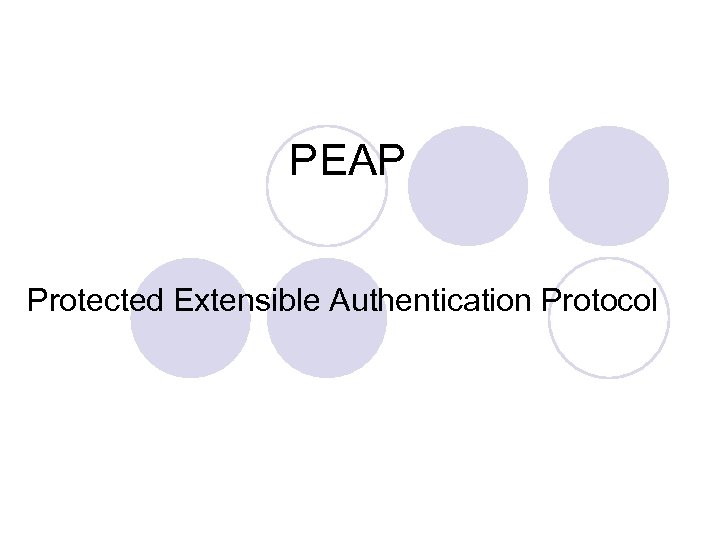 PEAP Protected Extensible Authentication Protocol 