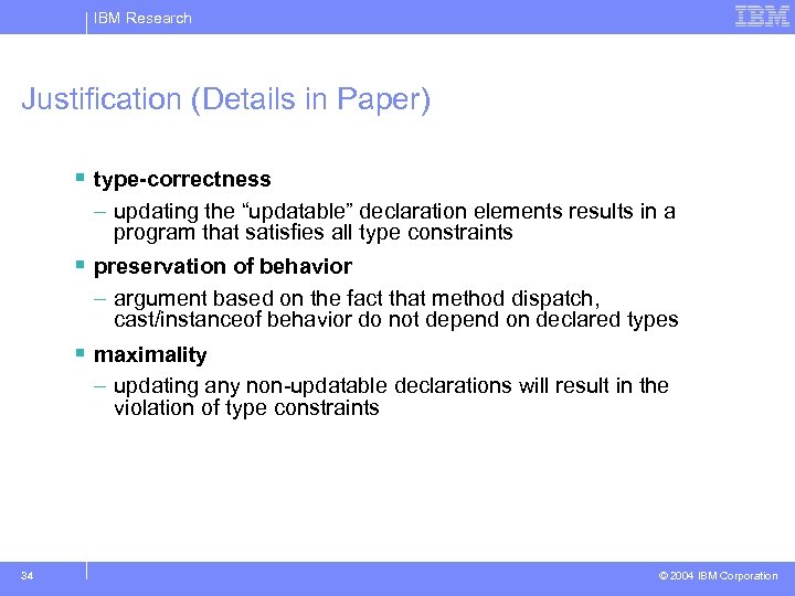 IBM Research Justification (Details in Paper) § type-correctness – updating the “updatable” declaration elements