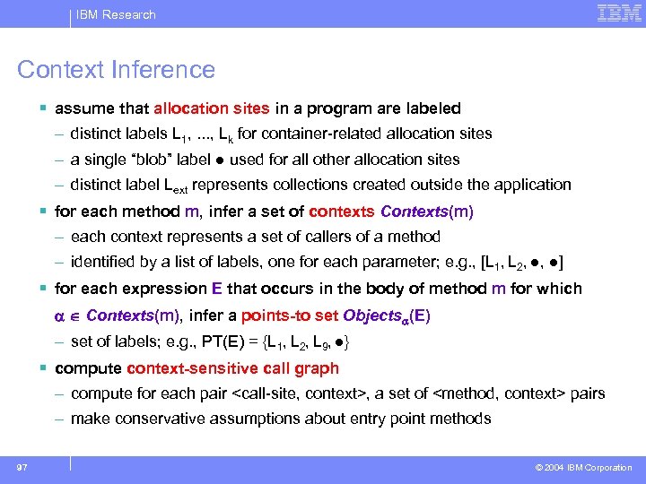 IBM Research Context Inference § assume that allocation sites in a program are labeled